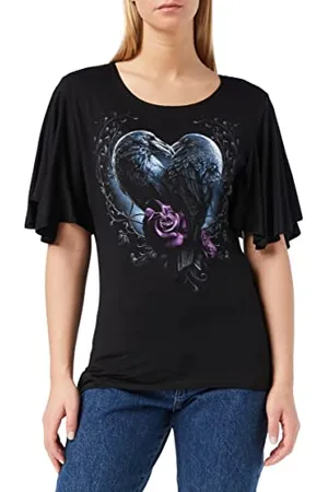 Spiral Raven Heart - Oberteil mit U-Ausschnitt & Fledermausärmeln - - XL
