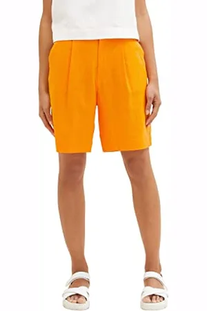 TOM TAILOR Damen 1036522 Leinen Bermuda Shorts, 31684-Bright Mango Orange, L