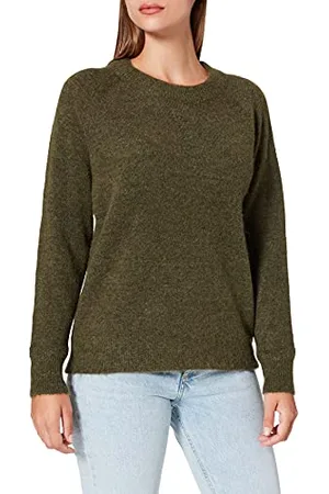 SELECTED BLACK Damen SLFLULU LS Knit O-Neck B NOOS Pullover, /Detail:Melange, L