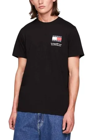 Tommy Hilfiger Herren T-Shirt Kurzarm Tjm Slim Essential Flag Tee Ext Rundhalsausschnitt, (Black), XXL