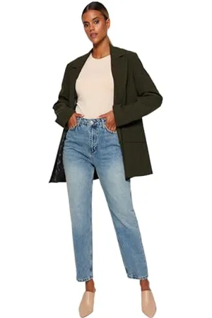 Trendyol Damen Gerade Mama Hohe Taille Jeans, , 32