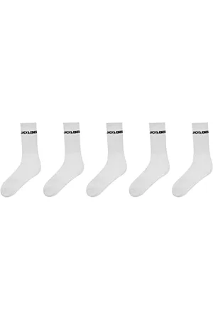 JACK & JONES Herren 5er Pack Mittellange Crew Socken Sport Weiß 41-46
