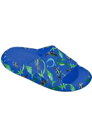 Beco Kinder Pantoletten mit Meeresdinosaurier-Motiven, Badeschlappen Kinder in Größe 22/23, Bequeme Kinder Pantoletten für Jungen & Mädchen – in