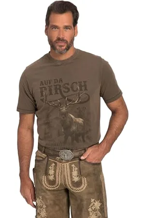 JP 1880 Herren große Größen Menswear L-8XL T-Shirt, Tracht, Halbarm, großer Print, Vintage Look, Brustprint, Rundhals XXL 818508343-XXL