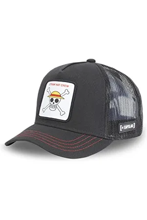 Capslab Straw Hat Crew One Piece Black Trucker Cap - One-Size