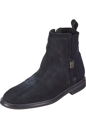 Tommy Hilfiger Damen Stiefeletten TH Essentials Flat Boot aus Wildleder, Blau (Desert Sky), 38 EU