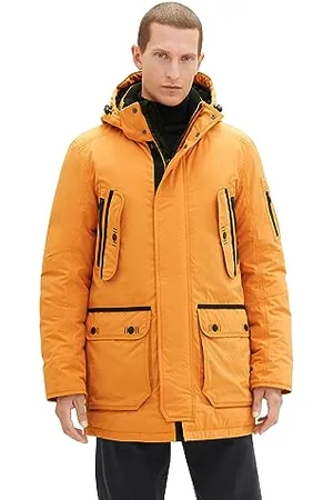TOM TAILOR Herren 1037356 Winterparka mit Abnehmbarer Kapuze, 32243-tomato Cream orange, L