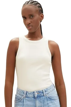 TOM TAILOR Damen Ripp-Top mit Glanz, soft neutral beige, XXL