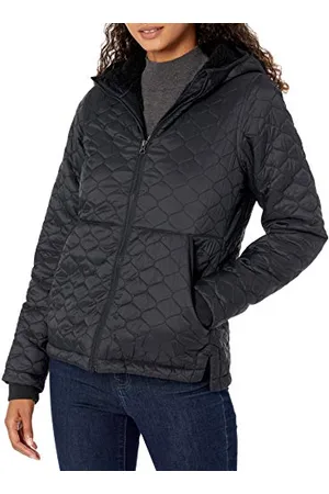 Amazon Damen Leichte, Gesteppte, Wasserabweisende Steppjacke mit Sherpa-Futter Und Durchgehendem Reißverschluss, , L