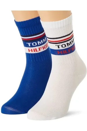 Tommy Hilfiger Unisex Kinder Logo Ribbon Sock 4 Pack Classic Sock, , 27-30