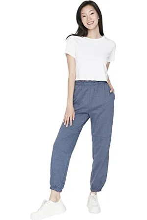 Trendyol Damen Herren Loungewear Mittlerer Bund Jogginghose Sweatpants, Indigoblau, S EU