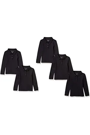 Amazon Mädchen Langärmelige Interlock-Poloshirts, 5er-Pack, , 8 Jahre