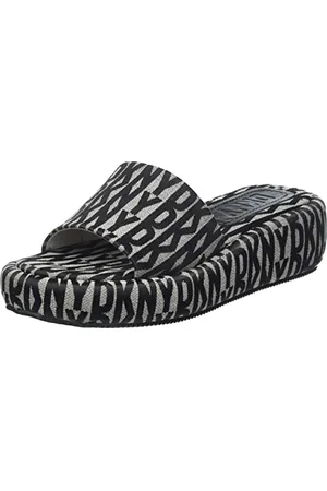 DKNY Damen Platform Mule Wedge Sandals, Black/Eggnog, 37 EU