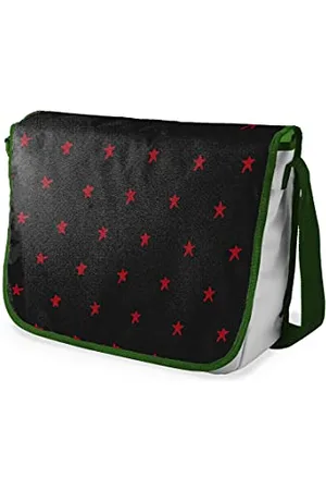 Bonamaison Le Jardin du Lin Digital Bedruckte Messenger Schultaschen mit Khaki Riemen für Mädchen und Jungen, Zurück zur Schule, Kuriertaschen für Schüler, Umhängetaschen, Größe: 29x36 Cm
