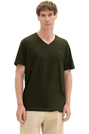 TOM TAILOR Herren Basic T-Shirt mit V-Ausschnitt, , L