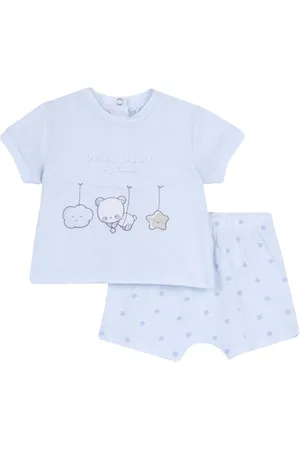 chicco Babyset mit T-Shirt und kurzen Hosen, mit Knopfleiste am Rücken, mit modernen und trendigen Grafiken, aus Baumwolle, maschinenwaschbar, 0-24 Monate, Entworfen in Italien