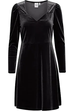 Ichi IHLAVANNY DR2 Damen Freizeitkleid Kleid Minikleid Samt Herzausschnitt Langarm Regular-Fit, Größe:L, Farbe: