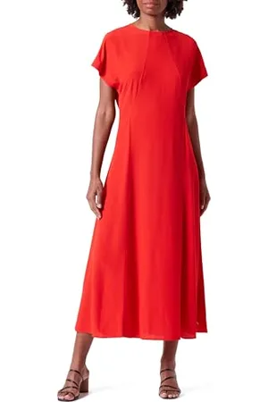 Tommy Hilfiger Damen Kleid Viscose Crepe Maxi Dress Kurzarm, , 38