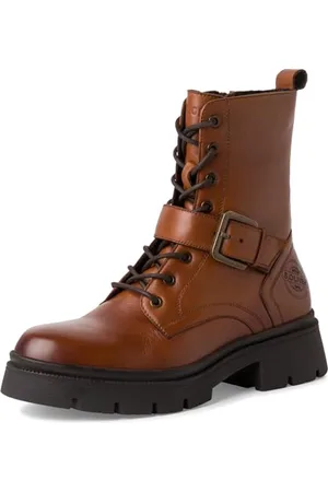 QS by s.Oliver Damen Winterstiefeletten zum Schnüren aus Leder Gefüttert, Braun , 38 EU