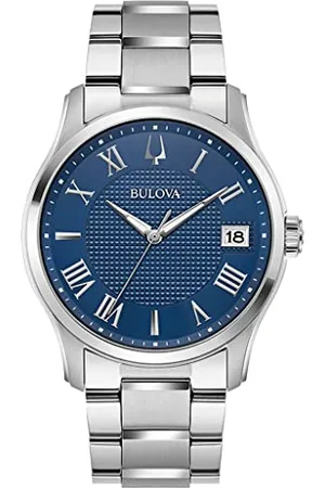 BULOVA Herren Analog Quarz Uhr mit Edelstahl Armband 96B386