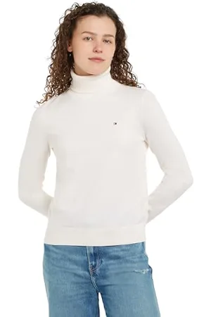 Tommy Hilfiger Damen Pullover mit Rollkragen, Elfenbein (Ivory Petal), XXS
