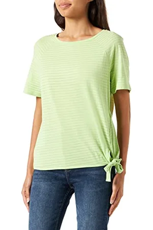 Gerry Weber Damen T-Shirt mit Knotendetail Kurzarm, Raglanarm unifarben, gestreift 34