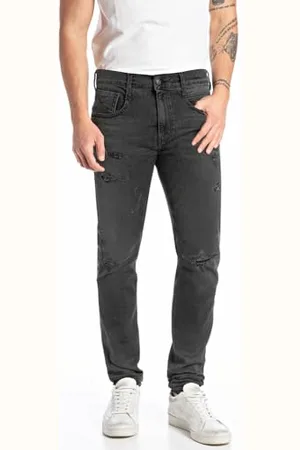 Replay Herren Jeans Hyperflex mit Stretch, Grau , 32W / 34L