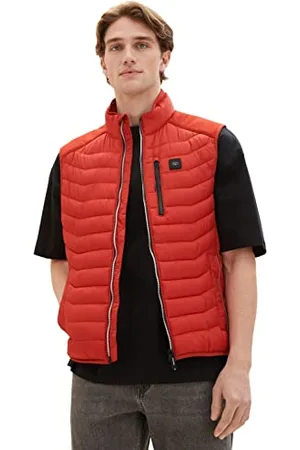 TOM TAILOR Herren 1036074 Hybrid Steppweste mit Stehkragen, 13722-Rooibos Orange, L
