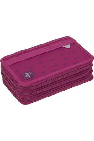 LÄSSIG Federmäppchen befüllt 20-teilig / School Triple Pencil Case Unique Speckles Berry