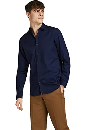 JACK & JONES Herren Freizeit Hemd JPRBLACARDIFF Slim Fit Schwarz Blau Weiss, Größe:L, Farbe: Slim FIT 12201905