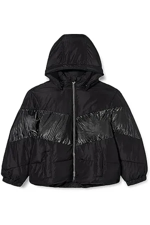 NAME IT Mädchen NKFMILLE Puffer Jacket Block FOIL NOOS Pufferjacke, Black, 128