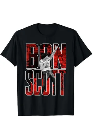 Bon Scott Live-Foto mit großem Logo von T-Shirt
