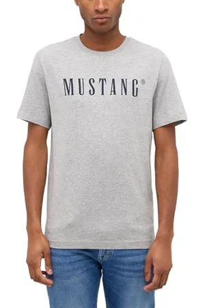 Mustang Herren T-Shirt Austin - Regular Fit S-3XL Weiss Schwarz Gün Beige Rot Grau Baumwolle, Größe:XL, Farbe: