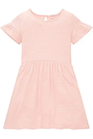 TOM TAILOR Mädchen Kinder Kleid mit Streifen 1035212, Weiß, 104-110