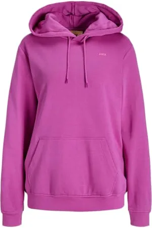 JJXX Jack & Jones Damen Jxabbie RLX Ls Every Hood SWT Noos Kapuzenpullover, Fuchsia Red/Print:Carmine Rose Logo, XS