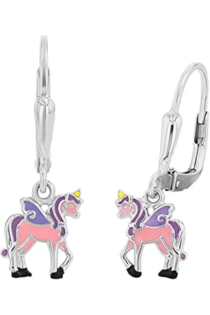 Prinzessin Lillifee Ohrhänger 925 Sterling Silber Mädchen Kinder Ohrschmuck, 2,4 cm, Lila, Einhorn, Kommt in Schmuck Geschenk Box, 2013152