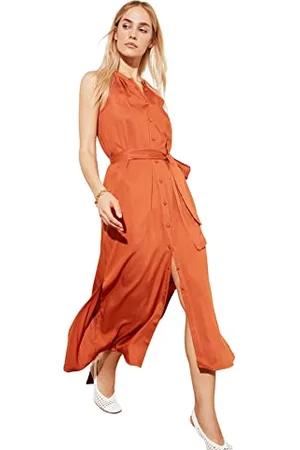 Trendyol Damen Women line Woven Dress Midi A-Linie Regular Fit Webkleid, , 62