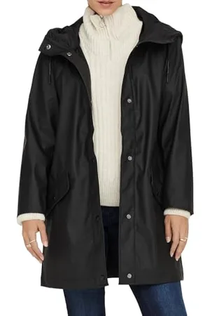 ONLY Damen Regenjacke ONLElisa Regen-Mantel mit Kapuze 15261734 Black M