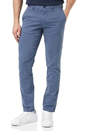 Tommy Hilfiger Herren Hose Bleecker TH Flex Satin Gmd Chino, Blau (Faded Indigo), 40W / 32L