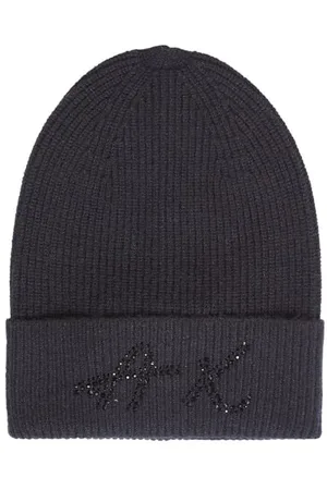 Armani Exchange Damen Signature Logo Sparkly Beanie-Mütze, , Einheitsgröße