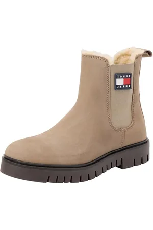 Tommy Hilfiger Damen Chelsea Boots Nubuck Gefüttert, Beige (Dusky Taupe), 38
