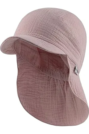 Sterntaler Schirmmütze mit Nackenschutzschutz uni aus Bio -Baumwolle - Schirmmütze Mädchen schützt den Kopf vor der Sonne - Sonnenkappe Baby UV 50+ mit Bindeband - , 49