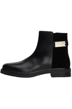 Tommy Hilfiger TH LOGO LEATHER MIX CHELSEA ( Niedrige Stiefel Damen, (Black), 36 EU