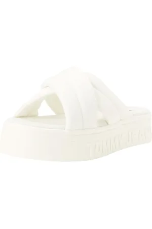 Tommy Hilfiger Damen Sandalen Lettering Flatform Sandal Sommer, (Ecru), 38