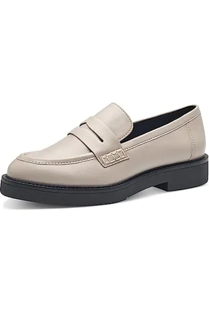 Marco Tozzi Damen Loafer ohne Absatz aus Kunstleder Klassisch, Grau , 36