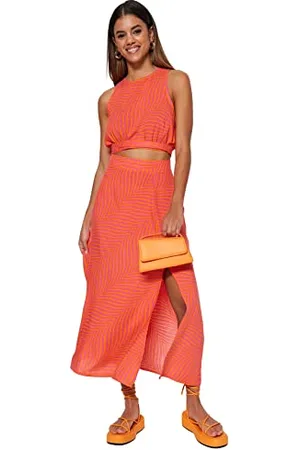 Trendyol Damen Midi Flared Regular fit Woven Skirt Baby Rock, , 38