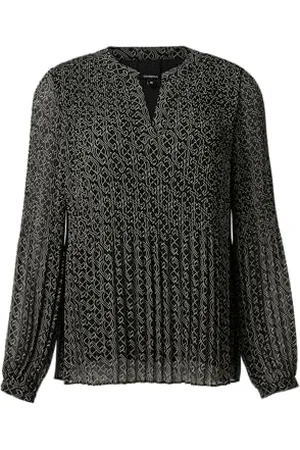 Comma, Plissierte Bluse aus Chiffon mit Logomuster 46