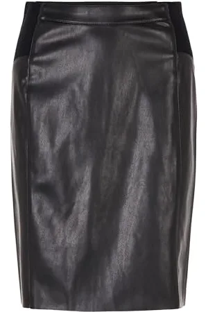 VERO MODA Damen Vmbuttersia Hw Coated Skirt Noos Rock, Black, M EU