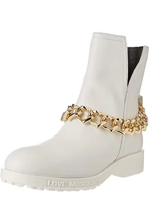Moschino Damen precollezione Primavera Estate 2022 Mode-Stiefel, Bianco, 39 EU
