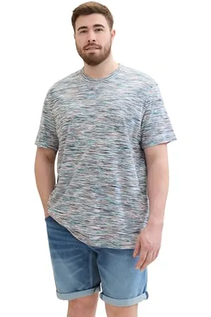 TOM TAILOR Herren Plussize T-Shirt in Space Dye Optik, coral multicolor spacedye, 4XL